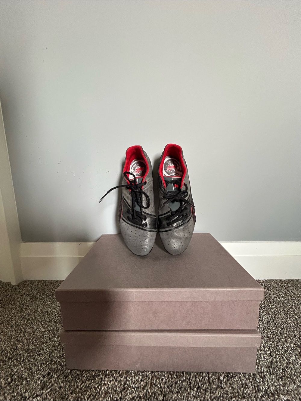 Puma Y2K Archive Puma Ducati Men’s Gray and Red Low-Profile Racing Sneakers